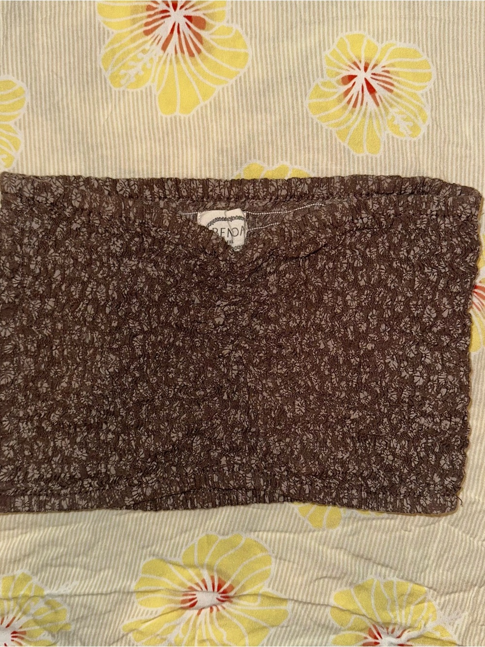 Benoa Swim Brown Textured Smocked Crop Top